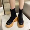 Интернет Знаменитости Носки Сапоги Женские Популярные Осень Зима Маффин Толстая Подошва Модные Средней Трубы Одиночные Сапоги Повседневные Голые Сапоги
