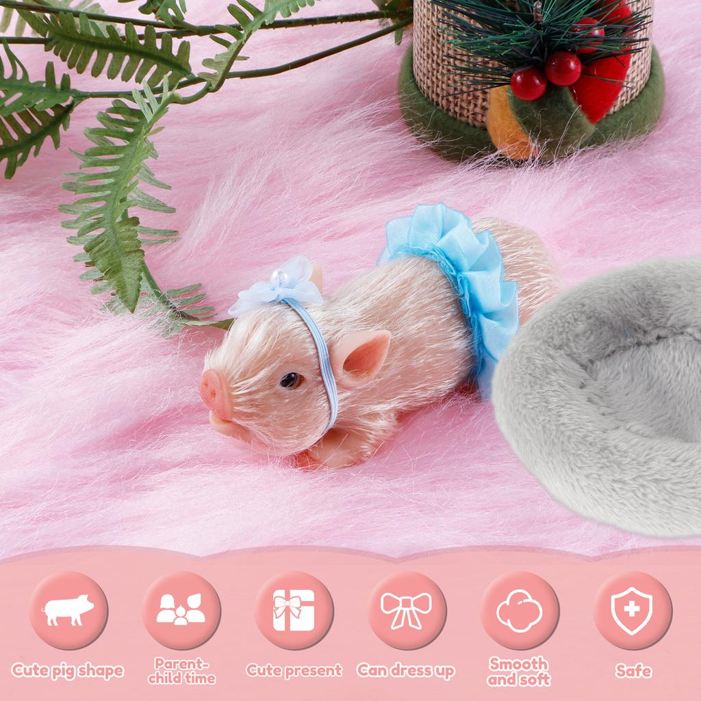 3/5Inch Silicone Pig Doll Toy Mini Soft Lifelike Silicone Pig Doll Cute Miniature Newborn Full Silicone Pigs Interesting Toys