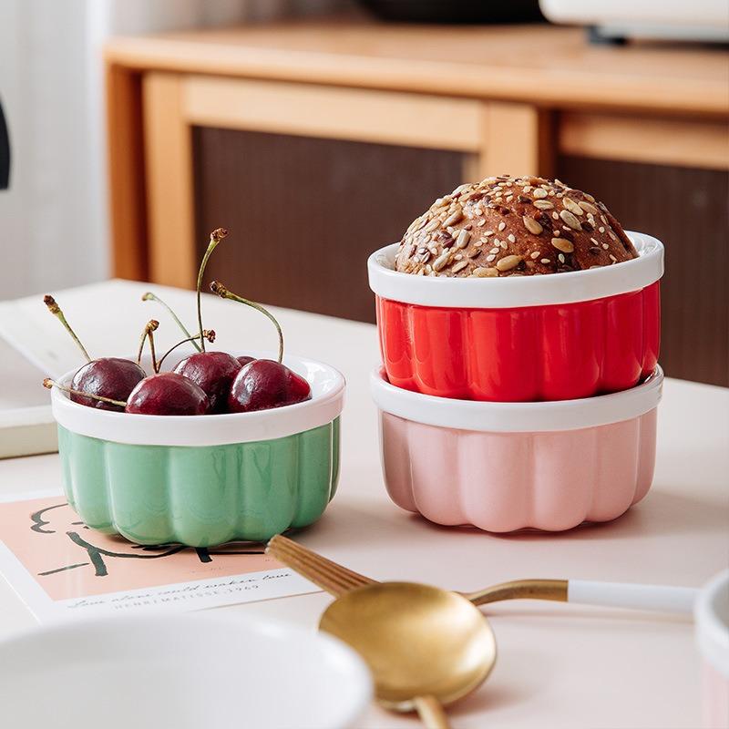 Керамическая посуда с крышкой, форма для суфле, специальная форма для выпечки десертов в духовке, маленькая домашняя миска, миска для паровой выпечки яиц с сохранением свежести