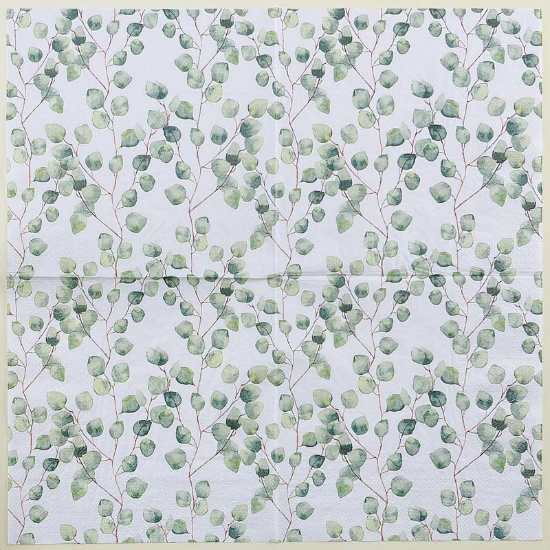 Disposable Party Napkin Double Layer 20 Pieces/Pack Eucalyptus Pattern