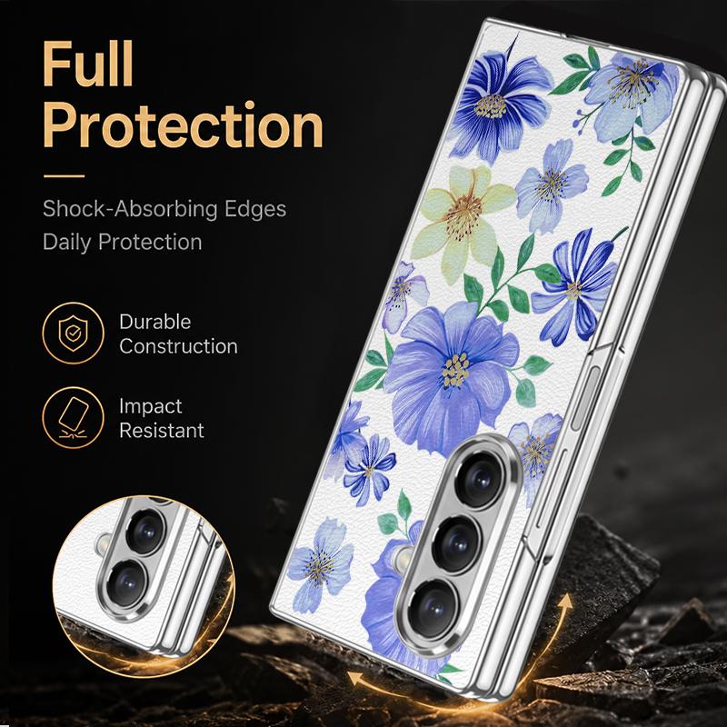 Ретро Листья Цветы Чехол Для Samsung Z Fold 8 Ultra 7 6 5 Гибридный 3-в-1 Кожаная Накладка С Покрытием Складной Чехол Для Телефона Для Galaxy Z Fold8 Fold7 Fold6