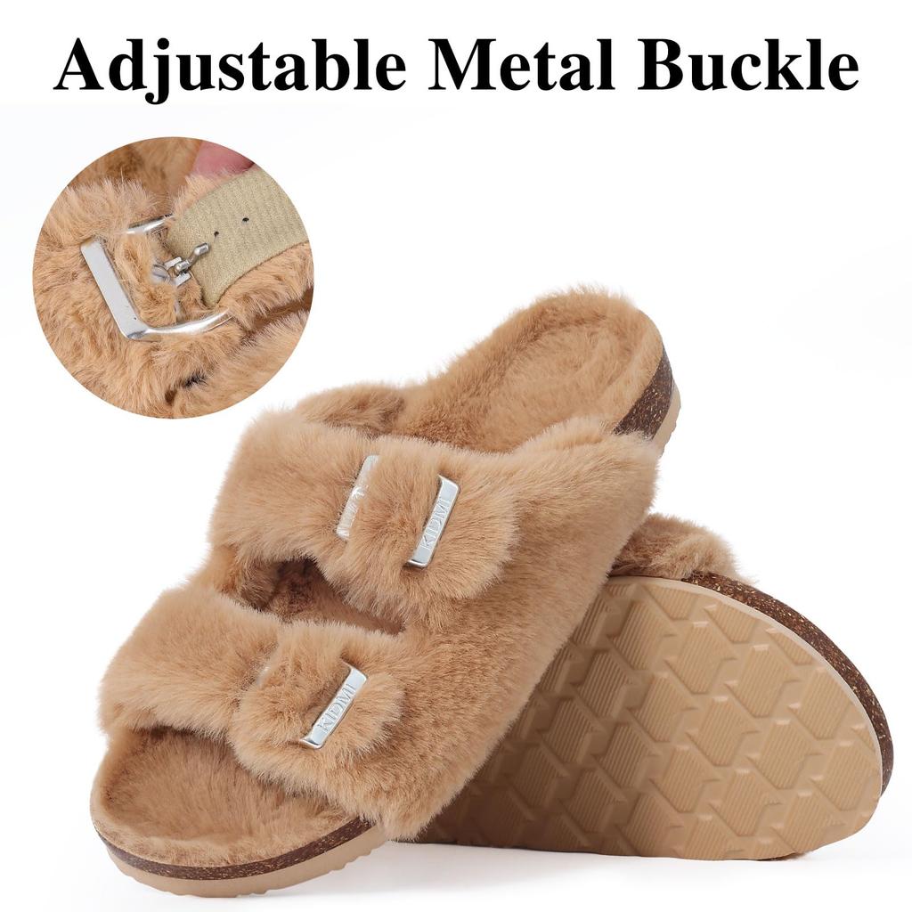Тапочки Asgard Plush Clog для женщин с пробковой стелькой, пушистые, с поддержкой свода стопы, модные женские мягкие подошвы, уютные, пушистые, домашние тапочки