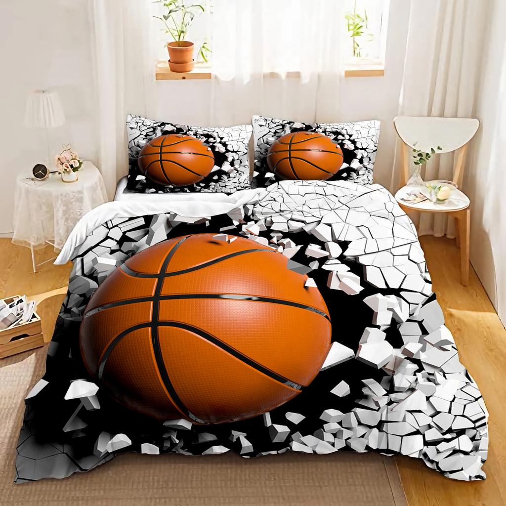 Fashion 3D Basketball Print Bedding Set Soft Comfortable Duvet Cover For Bedroom Guest Room