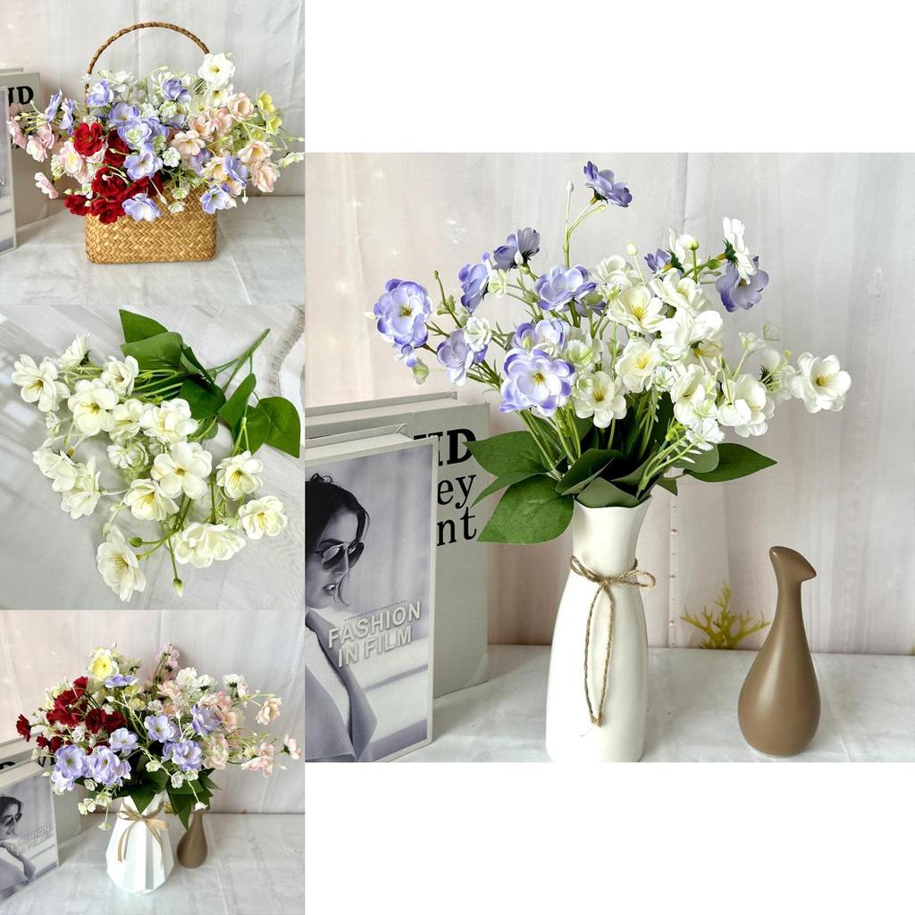 Искусственные цветы мимозы Ручной работы Маленький букет для домашнего декора и реквизит для фотосъемки