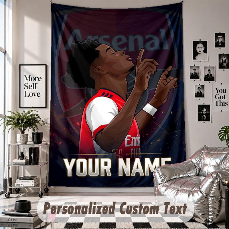 Custom Tapestry Wall Hanging, Bukayo Saka Personalized Name Text Home Wall Decor