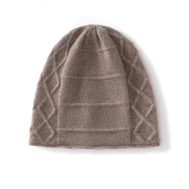 % Pure cashmere hat for women, thickened warm big head circumference in autumn and winter, versatile cold hat, wool knitted headhat for men