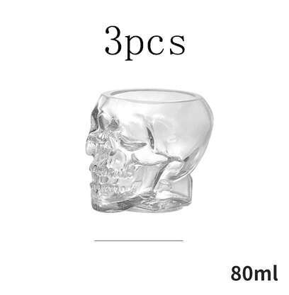 3 Pcs Skull Head Cocktail Glasses Personalized Bar Glassware Mixed Wine Drink Glass Creative Smoothie Fruit Juice Cup Coffee Mug