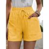5XL Summer Women Loose Linen Casual Shorts Pocket Solid Large Size High Waist Wide Leg Pants