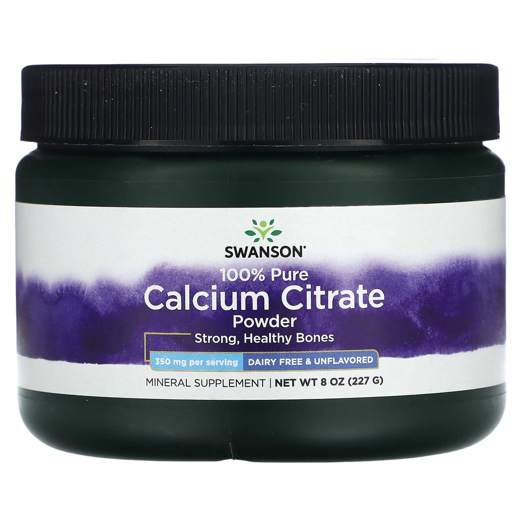 Swanson 100% Pure Calcium Citrate Powder, Unflavored, 350 Mg, 8 Oz (227 G)