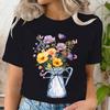 Женская футболка с винтажным принтом диких цветов и круглым вырезом, повседневные топы, летние футболки с цветочным принтом в ботаническом стиле, для любителей природы, цветочное искусство, полевые цветы