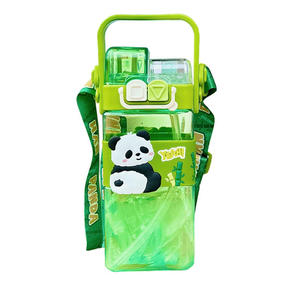 Panda Water Bottle For Kids With Straw And Ecofriendly Pc Material Perfect For Outdoor And Gift Use