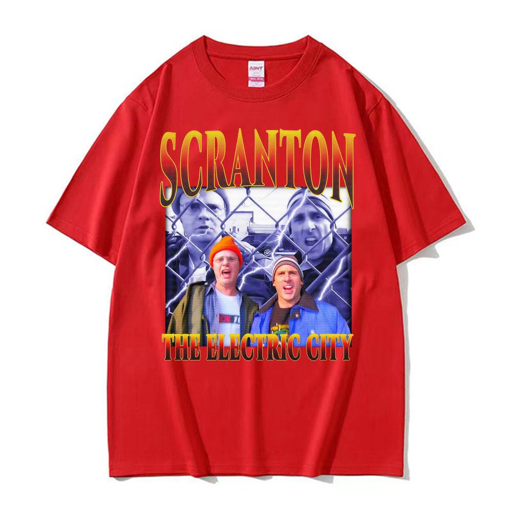 Funny Scranton The Electric City Vintage 90s Movie T Shirts Mens Clothing Fashion Classic Tshirt Cotton Summer Casual T Shirt