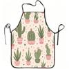1pc Cute Cactus Potted Plant Pattern Print Apron, Durable And Easy To Clean, Adjustable Waistband, Polyester Material, for Kitchen Cooking, Gardening,