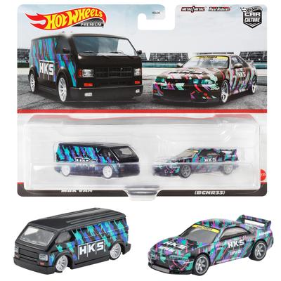 Hot Wheels Премиум Набор из 2 машинок Nissan Skyline GT-R (BNCR33) / MBK Фургон [Возраст от 3 лет] HKF53
