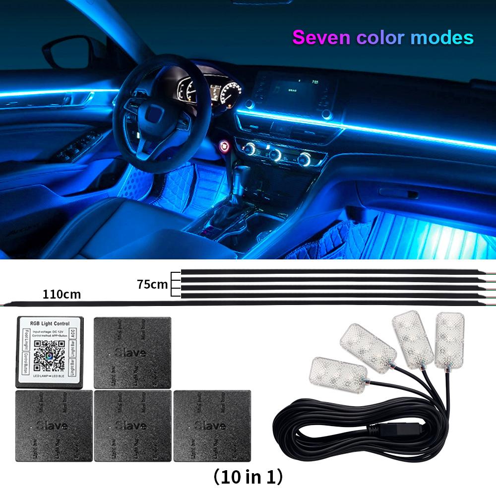 10/14/18 in 1 Led Car Ambient Lights 213 64 Color RGB Symphony Streamer Bluetooth Rainbow Acrylic Strips Atmosphere Lamp Kit 12V