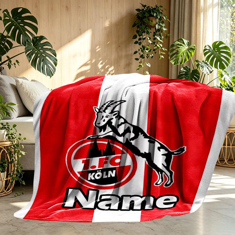 Custom Name Personalized FC Koln Print Blanket, Home Decor, Bedroom, Sofa, Camping, Couch, Gifts for Birthday Christmas