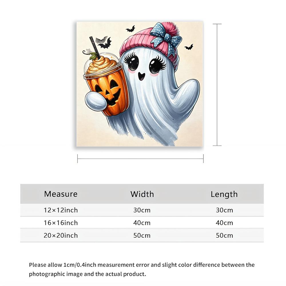 5D Diamond Painting Cute Ghost with Pumpkin Coffee Cup DIY Craft Diamond Art Kit for Home Wall Decor Halloween Gift