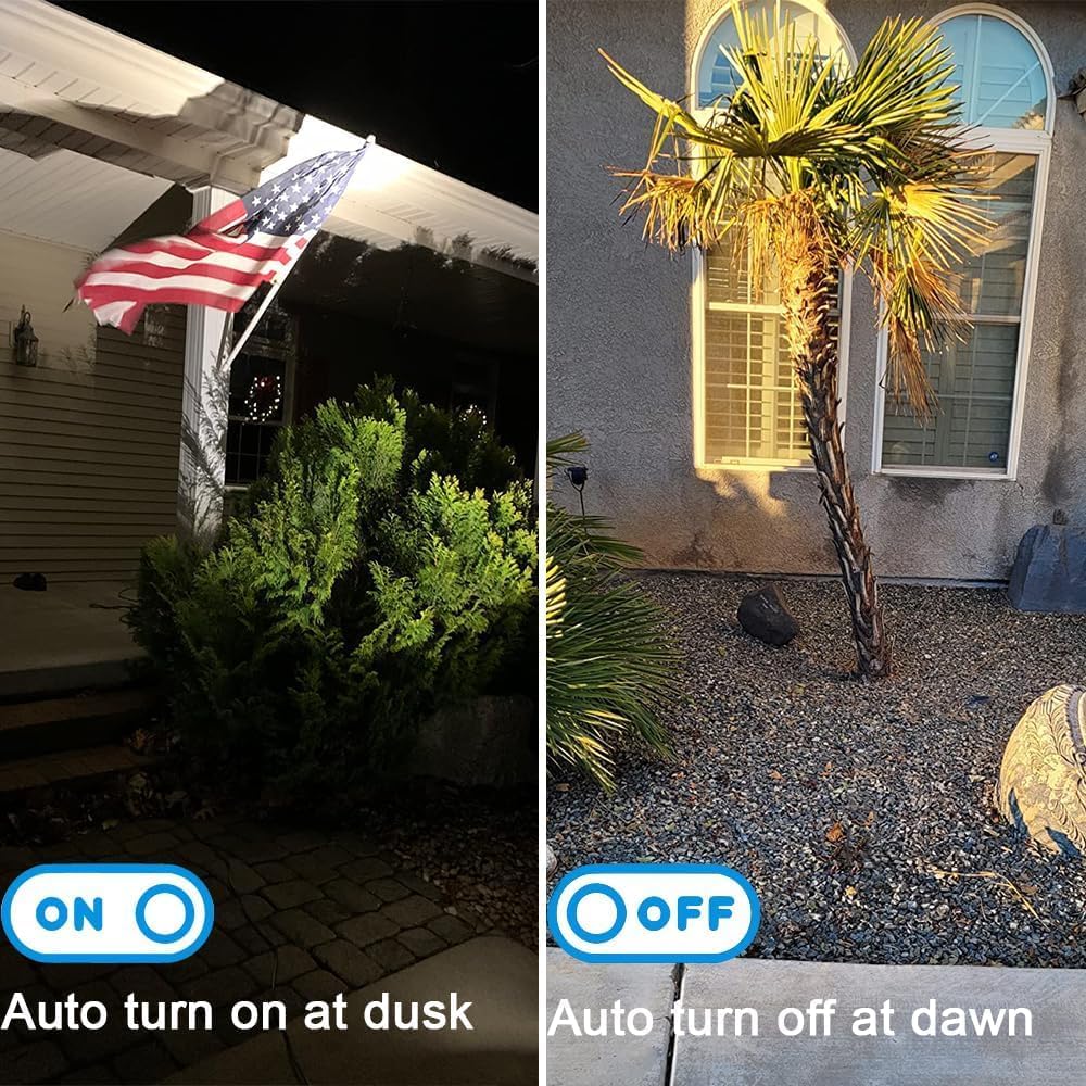 10W Dusk to Dawn Outdoor LED Spotlight Plug in with Photocell Sensor for House Flag Yard Tree Garden, 3000K 1000LM Warm White 120V Landscape Lighting