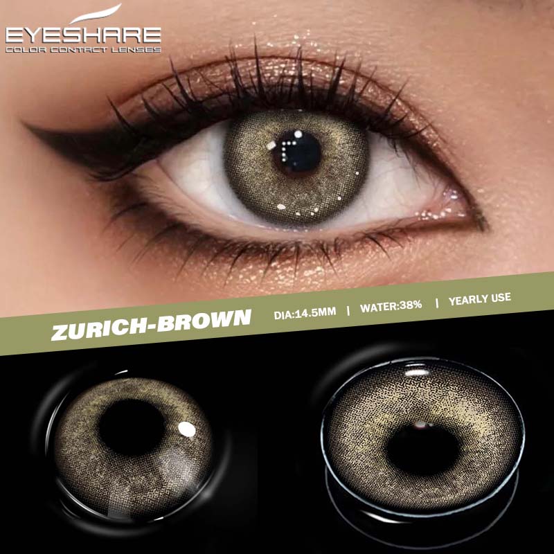 Eyeshare Colored Contact Lenses Imperial Green Fashion Lenses Coffee Colored Lenses Dark Brown Natural Lenses Ocean Blue Colored Lenses 1 Pair