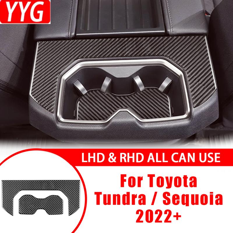 Для Toyota Tundra Sequoia + Автоаксессуары Панель подстаканника задней консоли из углеродного волокна Декоративная накладка на интерьер Модифицированная наклейка