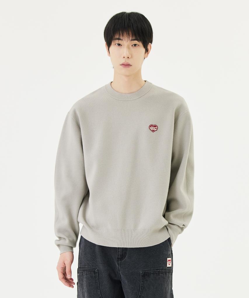 MARK GONZALES Mg Heart Wappen Knit Sweater - Gray