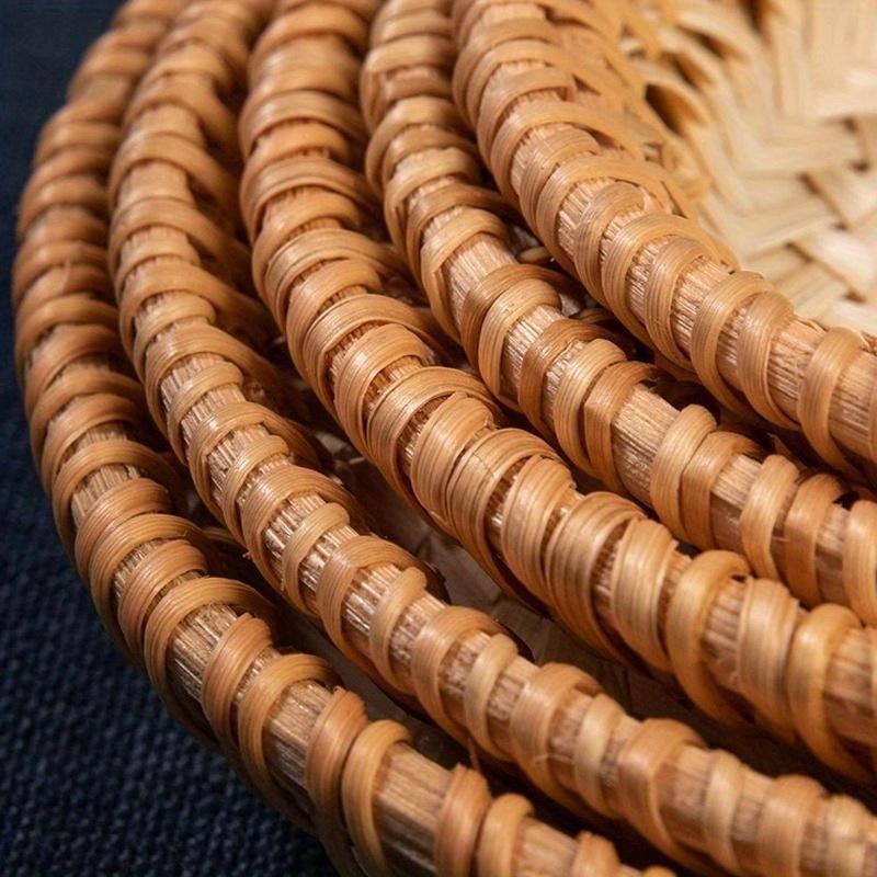 Плетеная корзина из ротанга Ручная плетеная корзина для фруктов, чая, закусок, хлеба Круглая коробка для хранения косметики Плетение из водного гиацинта Бамбуковый поднос