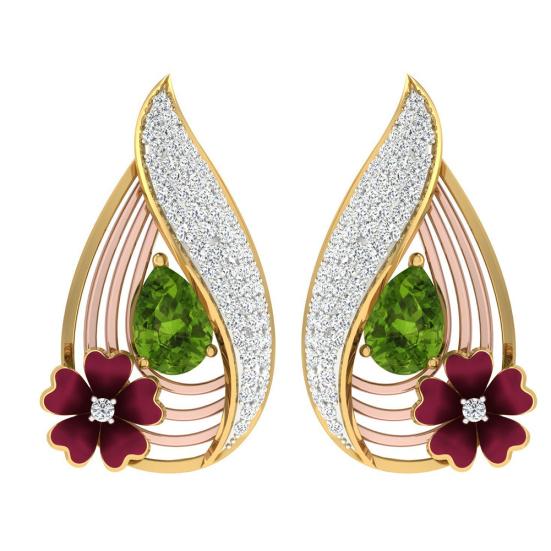 Женщины Искусственный Изумрудный Цветок Капли Воды Кулон Ожерелье Серьги-гвоздики Комплект Ювелирных Изделий