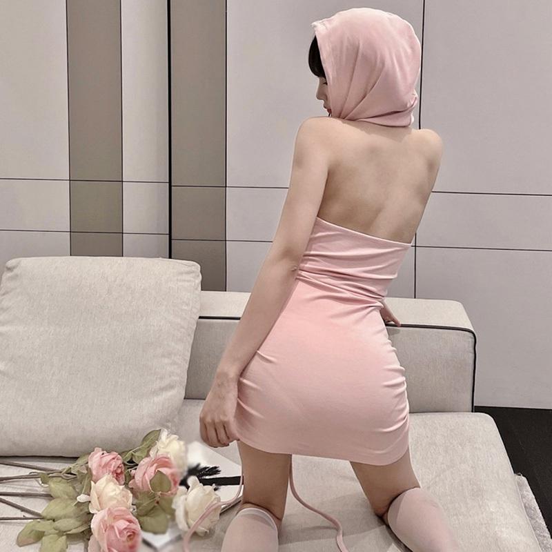 Женские однотонные облегающие спортивные платья без рукавов с капюшоном для отдыха