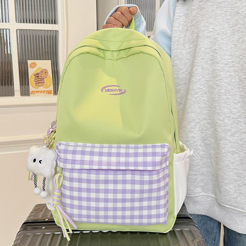 Детский школьный рюкзак для девочки начальной школы, рюкзак в клетку для ученицы средней школы, модный рюкзак