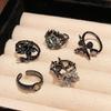 Кольцо с темным цветком в стиле «легкая роскошь», кольцо для личности, нишевое кольцо высокой моды, кольцо на указательный палец с высоким индексом чувства стиля