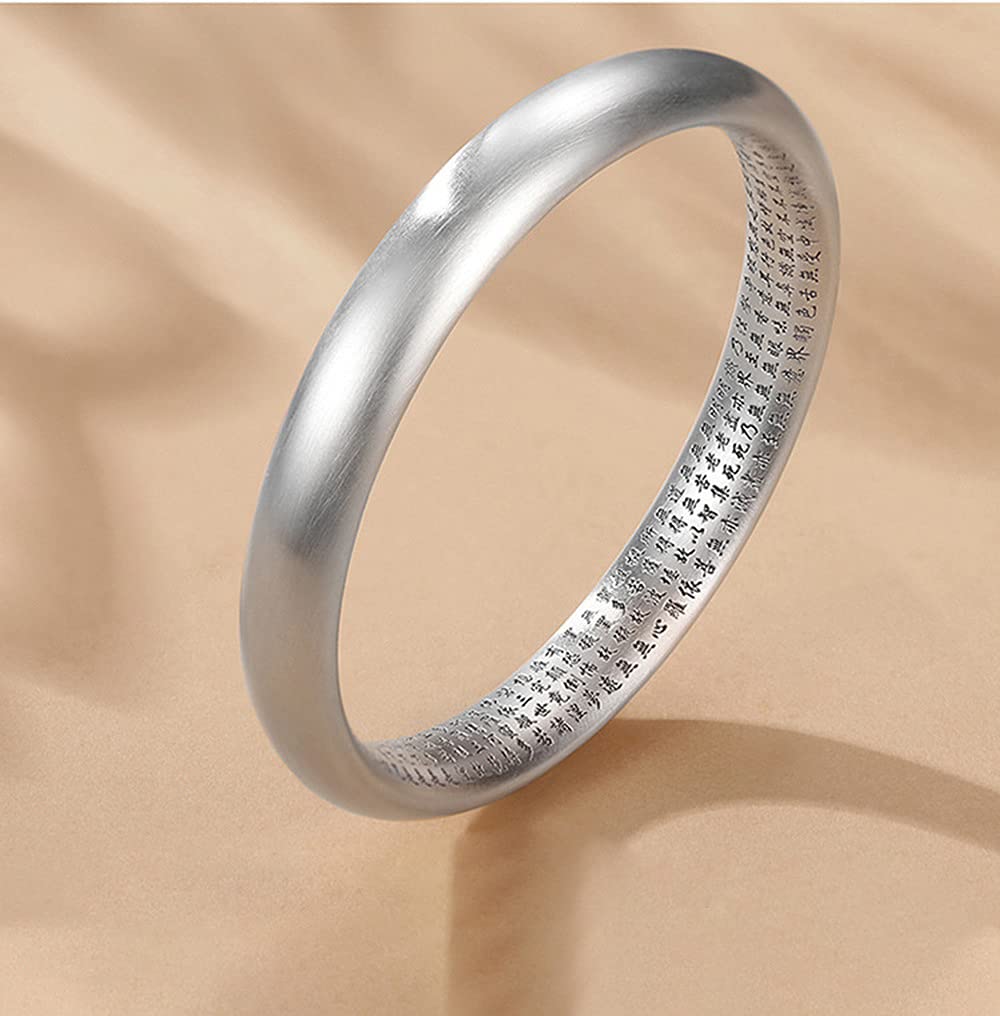 Серебряный амулет «Мантра Сердца» с гравировкой, защита от зла, модный аксессуар, женский браслет-манжета, браслет-манжета, шестислоговая мантра, зло, удача, (Хикаримэн