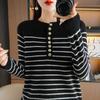 Crew Neck Bottoming Shirt Women's Autumn and Winter Loose and Versatile Sweater Striped Skin-friendly Warm Top