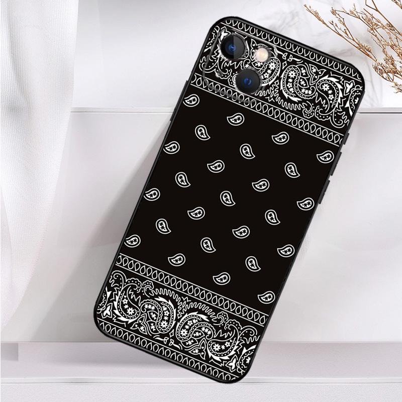 Черный чехол Bandana Paisley для iPhone 15 14 13 12 11 Pro Max Mini X XR XS Max SE 2020 7 8 Plus задняя крышка