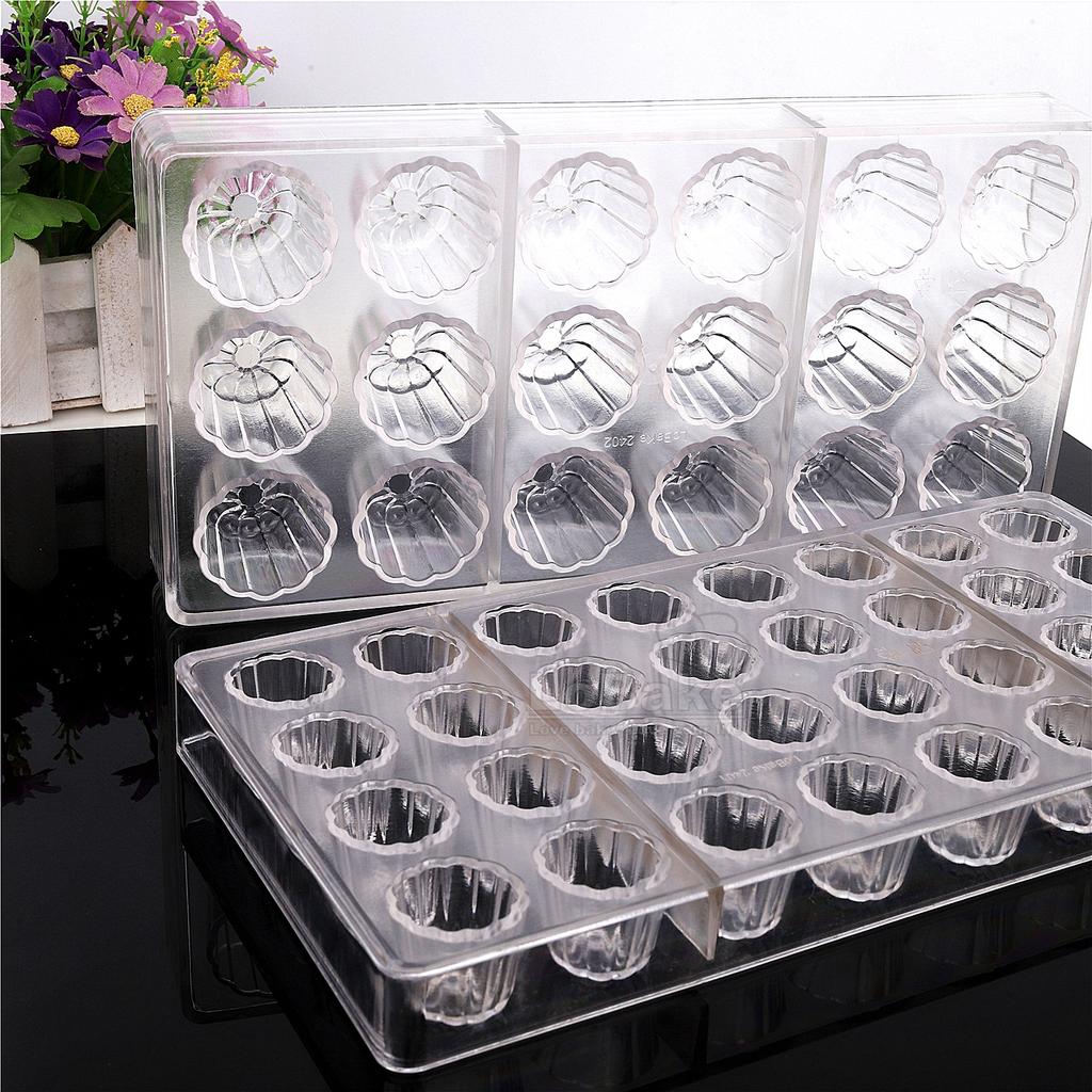 18 32 Ячейки Форма Цветка Каннеле Поликарбонатная Форма для Шоколада Гофрированная Круглая Форма для Конфет Сахарная Мастика Изготовление Форма для Кубиков Льда DIY Выпечка