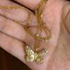 Color Zircon Metal Butterfly Pendant Necklace Women'S Light Luxury Niche Elegant Temperament Versatile Fashion Neck Chain Collarbone Chain