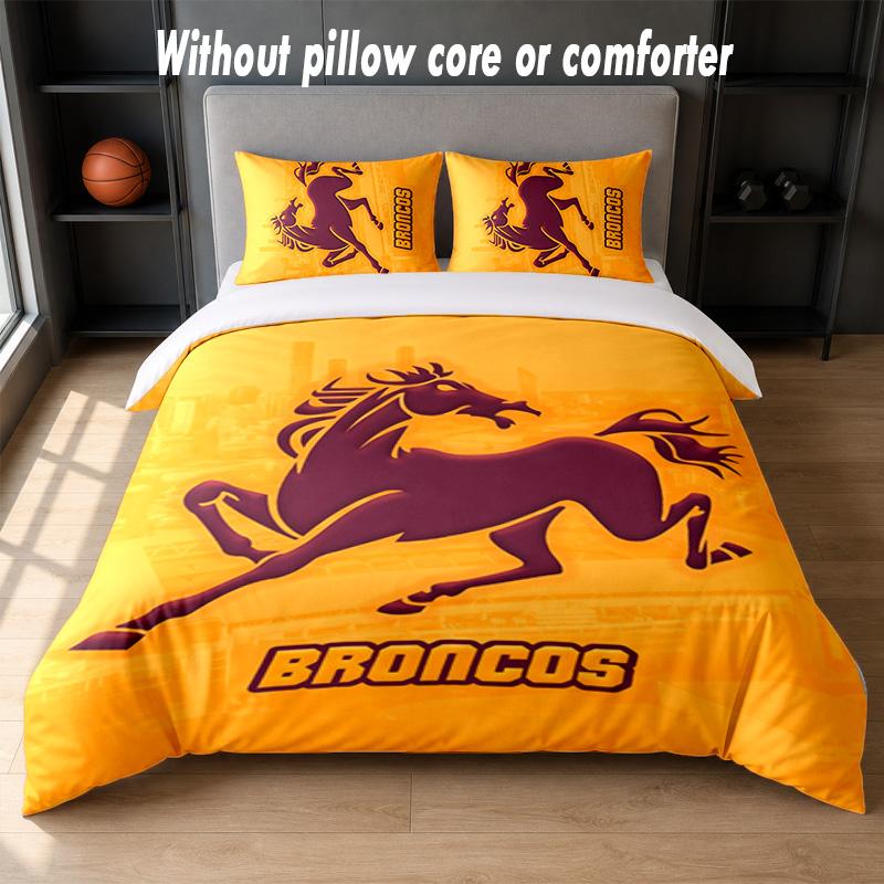 Brisbane Broncos Design Bed Bedding Set 1 Duvet Cover + 2 Pillowcases Soft Breathable Household Bed Linens