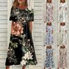 Women's Casual Dresses Printed Dresses Summer Dresses Printed Pleated Round Neck Midi Dresses Basic Classic Outdoor Daily Short Sleeve Loose Dresses