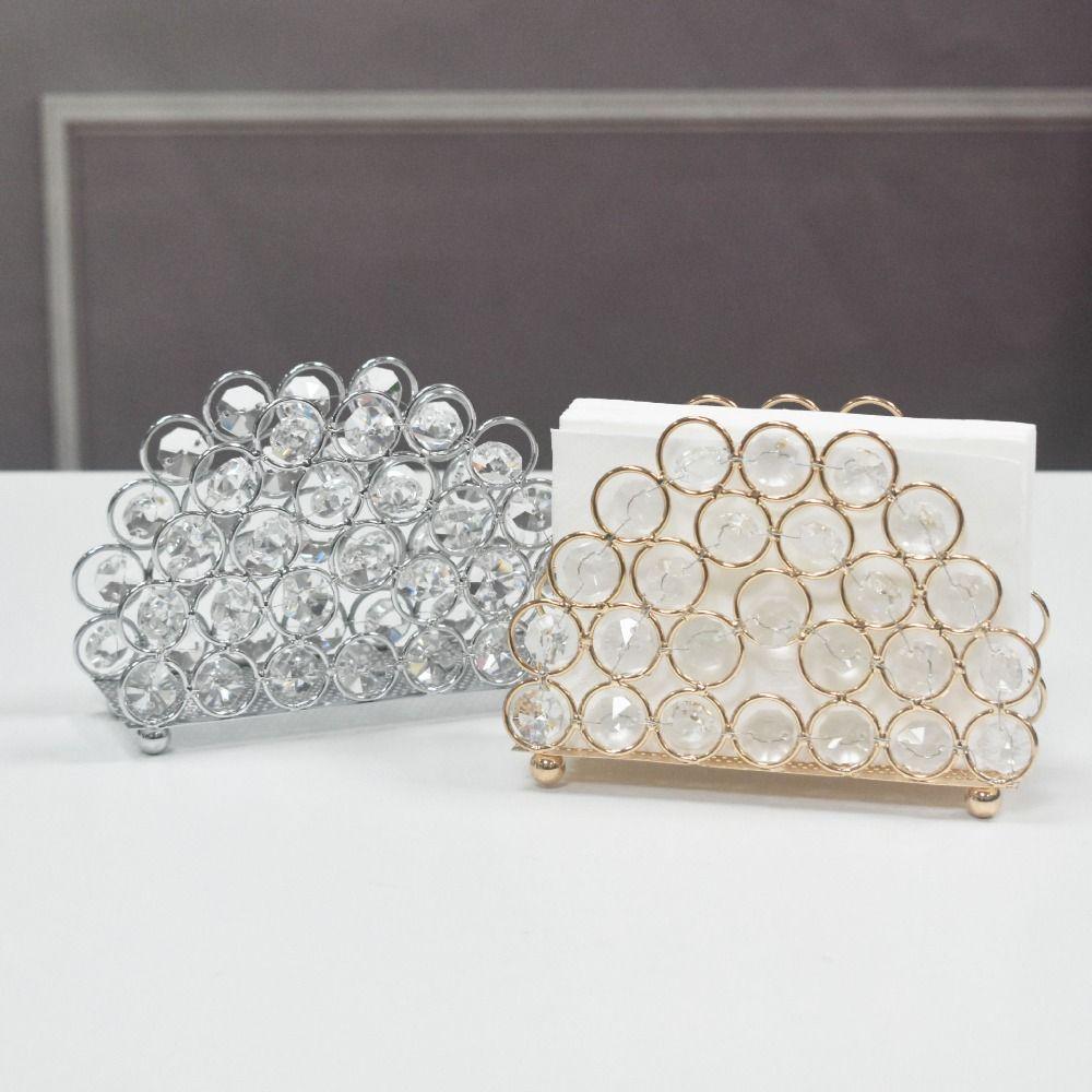 Practical Nordic Style Crystal Napkin Holder Elegant Decorative Tissue Holder Luxury Metal Serviette Holder Home Decor