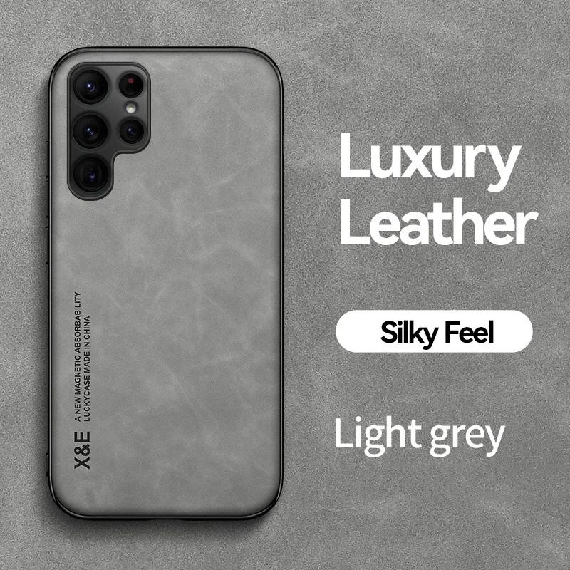 Ударопрочный кожаный чехол для Samsung Galaxy S24 S23 S22 S21 S20 Ultra Plus FE S10 S9 Note 20 Ultra Soft Bumper Phone Accessories