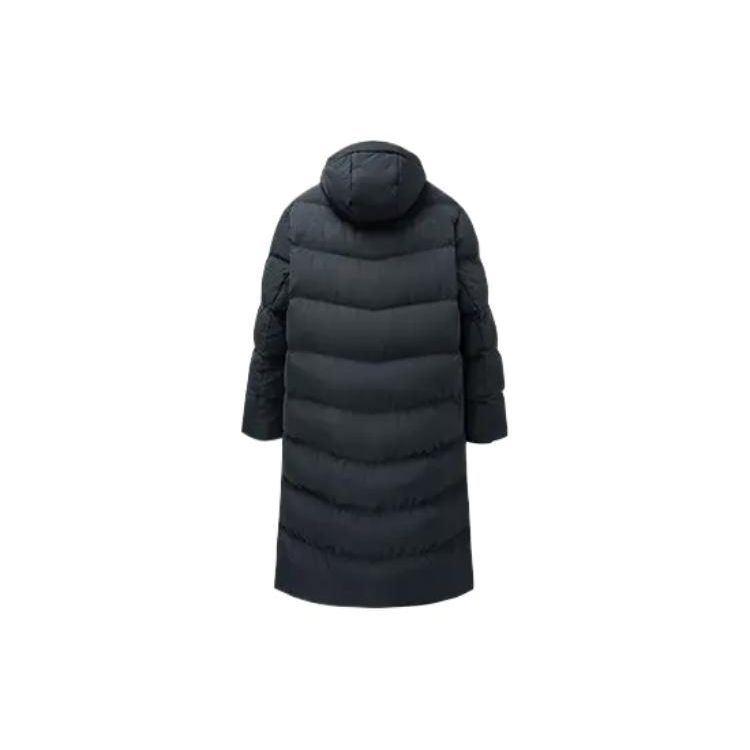 Anta Длинный пуховик с капюшоном и потайной молнией с буквенным принтом, мужская верхняя одежда, черный 952248911-2