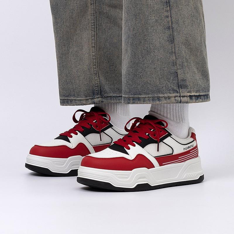 Kids Shoes Mens Casual Platform Sneakers Breathable Mesh Upper Thick Sole Low-Cut Lace-Up Shoes Daily Wear