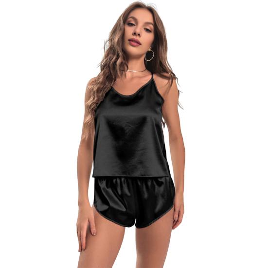 2 шт./комплект женский жилет шорты костюм V-образный вырез без рукавов кружевной топ сзади высокая талия короткие брюки домашняя одежда одежда для отдыха летняя одежда для сна