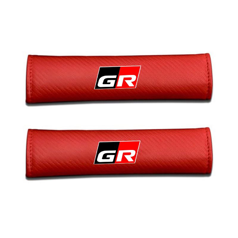 XBWF1 For Toyota GR 86 Supra Yaris RAV4 Prius Corolla C-HR Auris TRD 2pcs Carbon Fiber Leather Safety Belt Shoulder Cover Accessories
