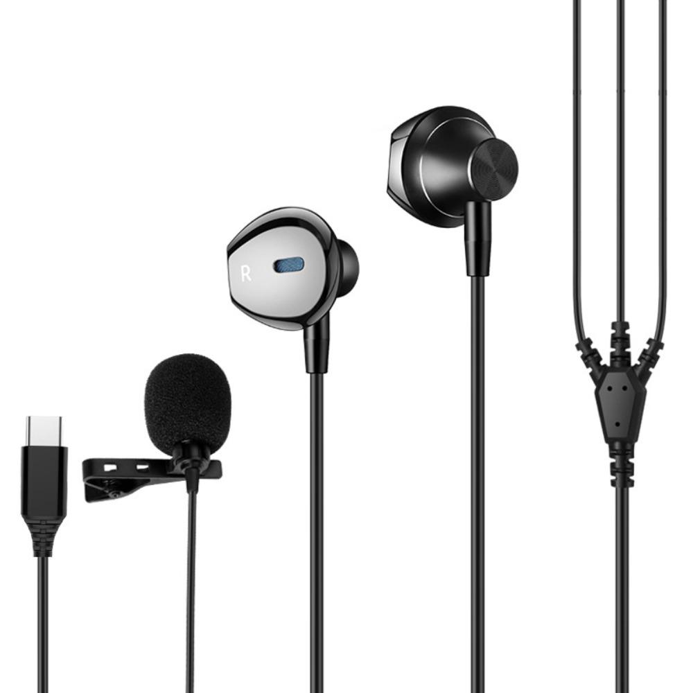 Проводные наушники 3,5 мм/Type-C с петличным микрофоном, Hi-Fi стереогарнитура, наушники с объемным басом, универсальная проводная гарнитура, для караоке