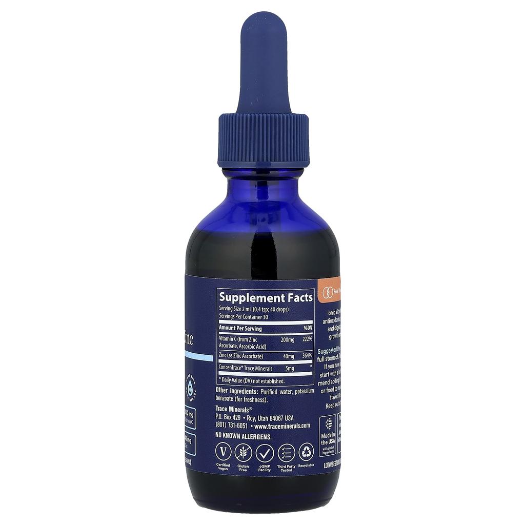 Ionic Vitamin C + Zinc, Liquid Mineral Supplement, 59 Ml (2 Fl Oz)