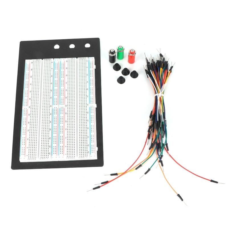 Solderless Breadboard 1660 Points With 65 Jumper Wires 3 Binding Posts For Prototyping Circuit
