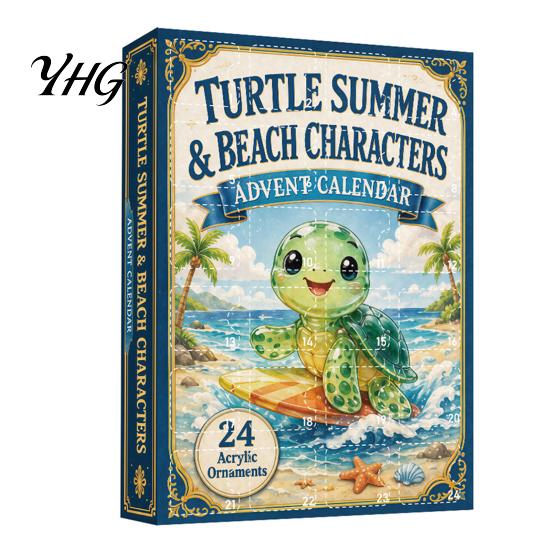 24 Day Countdown Calendar Marine Life Advent Calendars 2026, Days Christmas with 2D Acrylic Seasonal Home Ornament Turtle Lobster Ornaments, Cute Sea