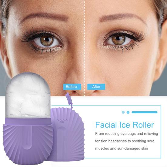 Силиконовая форма для ледяного ролика для уменьшения отечности и подтяжки лица. Овальная форма для ледяных шариков. Герметичный массажный ролик для лица для ухода за кожей. Женский косметический инструмент.
