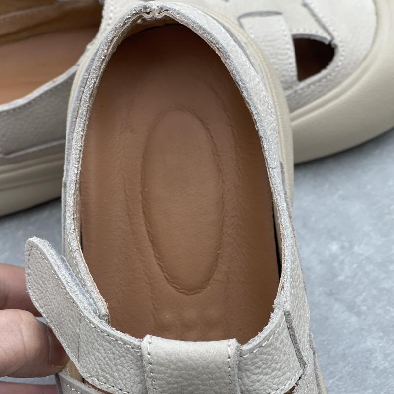 Johnature Женские повседневные сандалии из натуральной кожи с круглым носком, летние, с открытой резинкой, на мягкой подошве