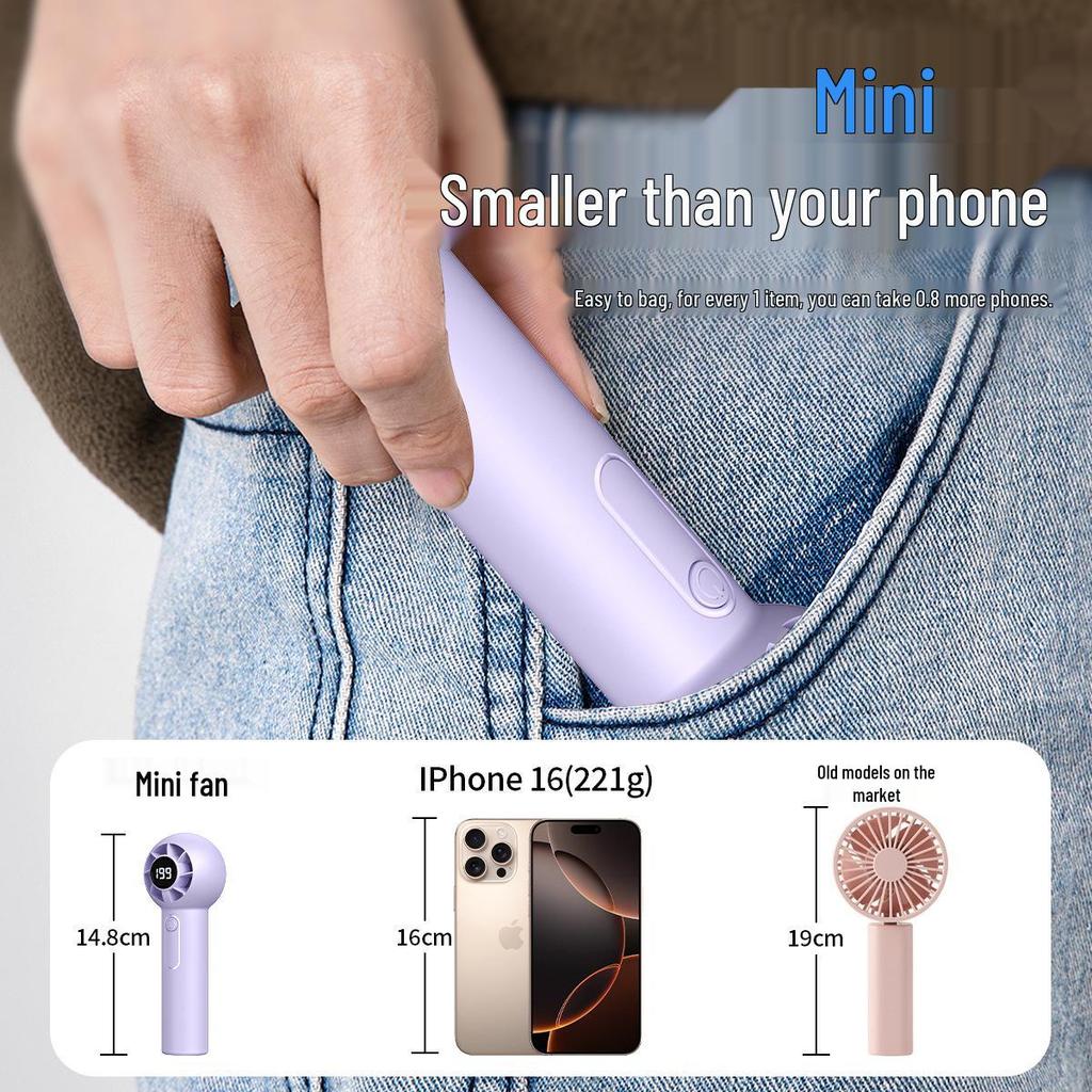 T237 Handheld High-Speed Camping Fan with Digital Display